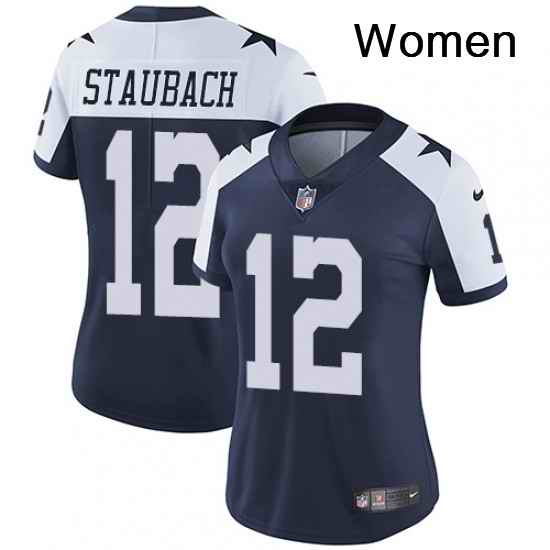 Womens Nike Dallas Cowboys 12 Roger Staubach Elite Navy Blue Throwback Alternate NFL Jersey